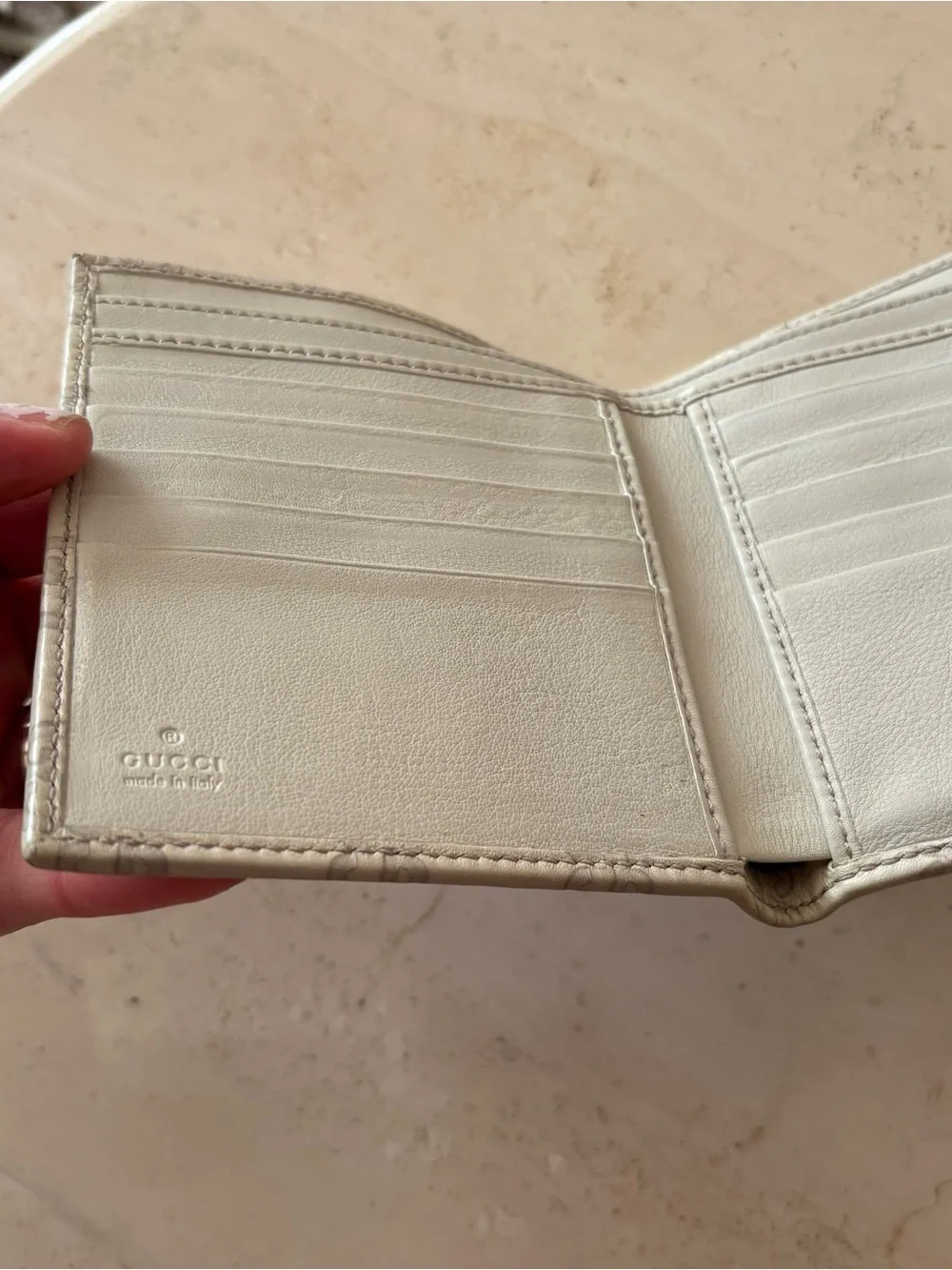 Gucci Embossed GG Leather Wallet with Gold Hardware